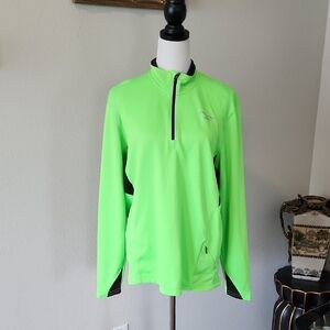 Brooks Neon Green Quarter-Zip Athletic Pullover